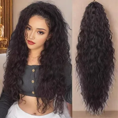 Women Fluffy Water Wave Long Curly Claw Clip High Ponytail Wig Heat Resistant Synthetic Hair Extensions Hairpiece