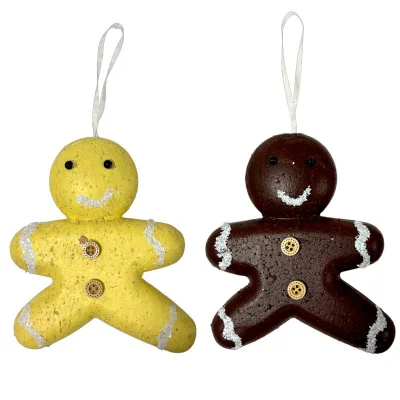 Foam Gingerbread Man Christmas Ornament Button Detail Icing Sugar Cookie Hanging Bauble for Candy Theme Xmas Tree