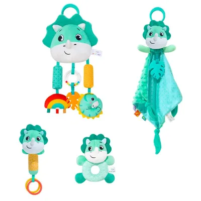 Green Dinosaur Baby Comfortable Towel Handbell Hand Ring Big Wind Chimes Rattle Box Baby Plush Toy