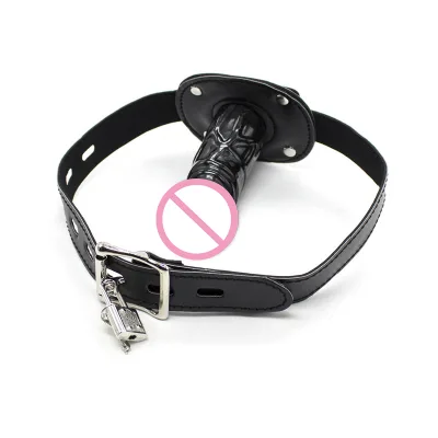 BDSM Dildo Mouth Plugs Oral Bondage Plugs Adjustable Padlock Head Bands Fetish Sex Toys