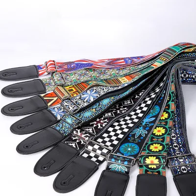 New Style High Quality Print or Embroidery Tungsten Steel Style Electric Guitar Strap