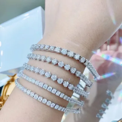 Iced Out 925 Sterling Silver Moissanite Diamond Tennis Bracelet Fashion Women Men Brass Tennis Bracelet