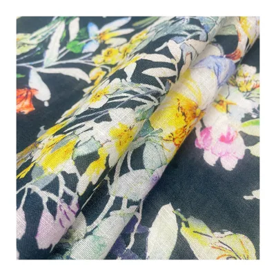 Custom Designed 100 Linen Garment Fabric Breathable Digital Factory Low MOQ for Shirt and Cushion for Girls and Boys