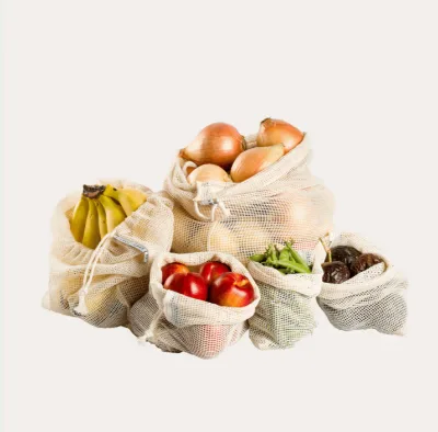 Cotton Mesh Drawstring Bag