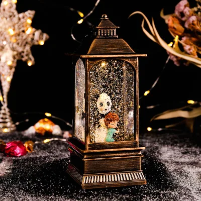 Acrylic Home Decoration Led Liquid Swirling Light Glitter Lantern Baterry Operate Santa Twinkle Snow Globe Water Ball