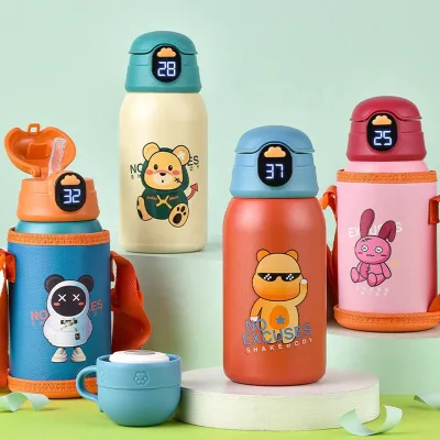 New Eco-Friendly 6-12 Hours Thermal Insulation Kids Vacuum Insulated Stainless Steel Children's Cup Straw Customizable Color