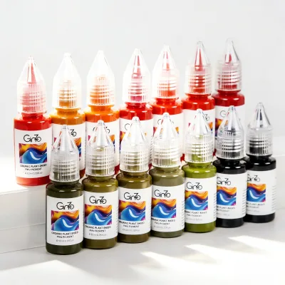 EU & REACH Certified PMU Pigment 15 Colors 10ml, Vegan Organic Microblading Ink for Eyebrow Eyeliner Lip OEM