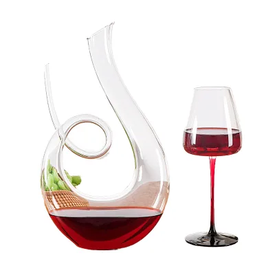 Modern Classic Lead-Free Crystal Glass Decanter Creative U-Shaped Swan Snail Design Transparent Hand-Blown Eco-Friendly