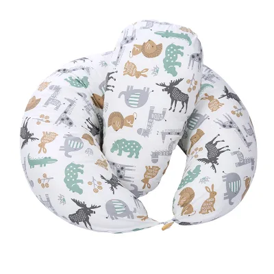 Hot Promotion Customized Logo Removable Comfortable 100% Cotton Breastfeeding Nursing Pillow with Quilted Dot Pattern