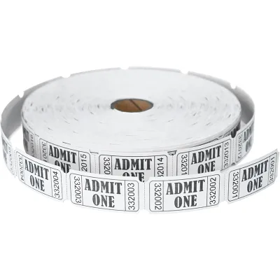 White Raffle Tickets Single Raffle Tickets Rolls with Consecutive Numbers Ticket for Carnivals Door Prizes Events