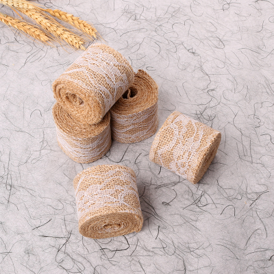 Lace Burlap Ribbons 2 Inch Burlap Ribbon Rolls with Jute Twine for Gift Wrapping DIY Crafts Weddings