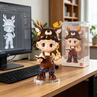 Professional Manufacturer Custom Carved Fiberglass Deer Boy Character Figurine Student Theme Art Toy Blind Box Collection
