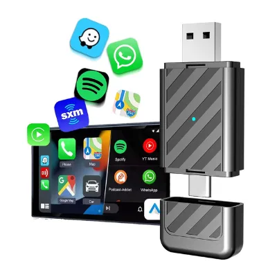 2 in 1 Wireless CarPlay Adapter Android Auto Adapter Box Dongle Converts Wired CarPlay/Android Auto