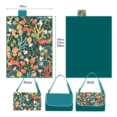 Seamless Elegant Floral Pattern Outdoor Portable Polyester Hiking Printed Camping Picnic Mat