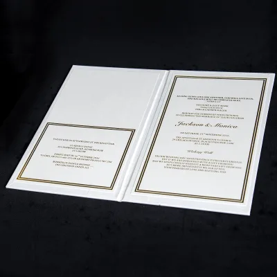 White and Gold Foiling Hardcover and Hardboard Wedding Invitation With Small Card