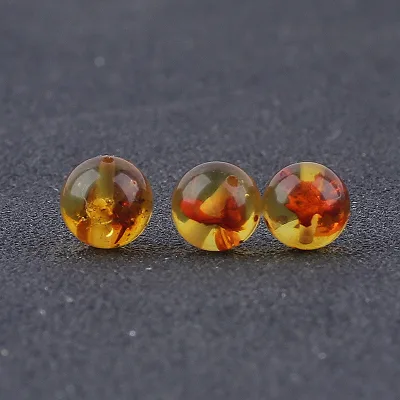 Piebald Amber Round Loose Beads for Jewelry Making DIY Bracelet Necklace (4,6,8,10,12mm) Strand