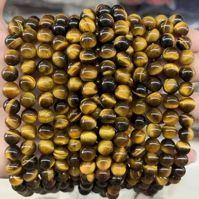 TOAOB 100 Pcs 6mm Natural Tiger Eye Stone Round Gemstone Beads for DIY Bracelets Necklaces Jewelry Making Crafting