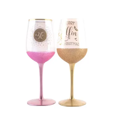 Wholesale Eco-Friendly Modern Luxury Crystal Wedding Decorative Wine Glasses with Golden Pink Stems for Weddings
