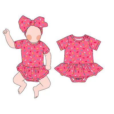 Little Glow Kid Promotional Sale Bamboo Custom Printed Baby Infant Girl Soft Short Sleeve Dress Design Onesie Romper Pajamas