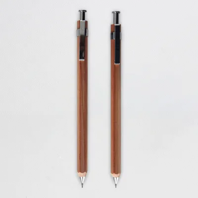 WHOLESALE BLEISTIFT AUTOMATIC SCHOOL and OFFICE 0.5 0.7MM WOODEN ROUND BARREL SHAPE SOLID COLOR SIMPLE MECHANICAL PENCIL
