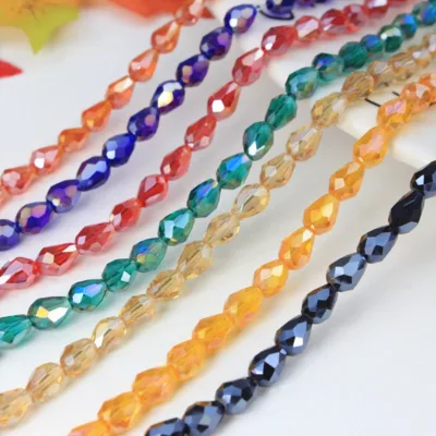 Hot Selling DIY Jewelry Accessories Crystal Beads 4mm6mm8mm Clear Glass Beads Straight Hole Waterdrop Beads for Jewelry Making