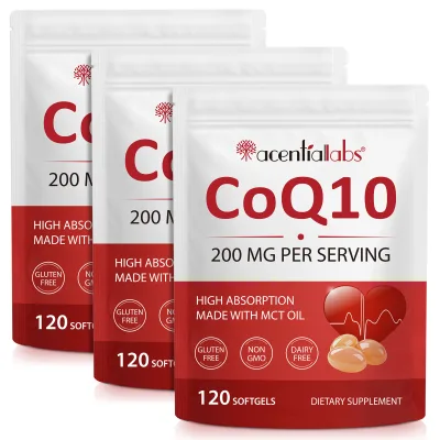 Acentiallabs Anti Aging Antioxidant Support CoQ10 With MCT Oil Softgels Pure Natural Liver Cleanse Support Coenzyme Q10 Softgels
