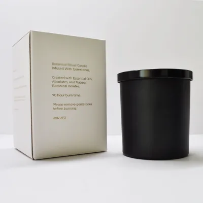 10 oz Matte Clear Glass Candle Jar with Wood/Black Metal Lid Custom Packaging Box Home Style Holder for Candle Making