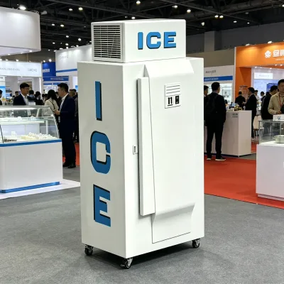 L-Heavy Duty Vertical Ice Storage Freezer White Ice Display Freezer for Commercial Ice Distribution Business