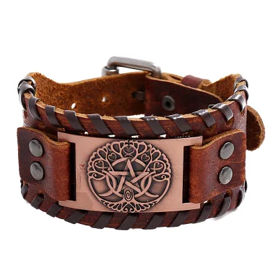 Direct Factory Sale Men's Vintage Cowhide Leather Bracelet New European American Punk Style Fashion Accessory