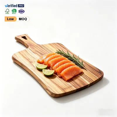 Hot-selling Acacia Wood Serving Platter with Handle Elegant Wooden Food Tray for Cheese Bread and Daily Meals