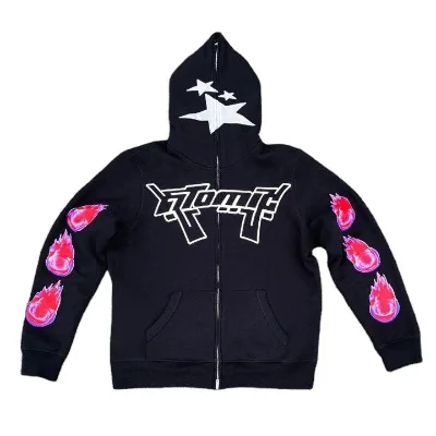 Mens Hoodie Custom Full Zip Fleece Chenille Patch Embroidered Thick High Quality Men Hoodie