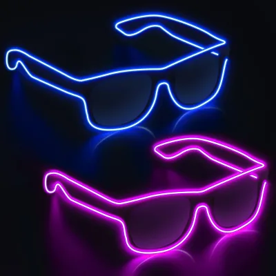 Light up EL Wire NeonRave Glasses Glow Flashing LED Sunglasses Costumes for Party, EDM, Halloween