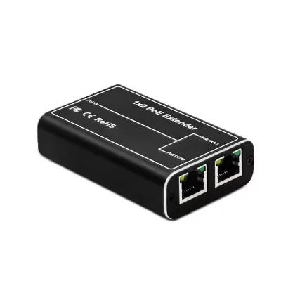 100Mbps POE Extender Repeater 1 to 2 Port 48V Ethernet Extender POE Standard Power Over Ethernet Repeater for IP Camera Security