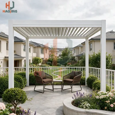 Modern Aluminum Louvered Roof Pavilion Heat Insulated Adjustable Slats Waterproof Outdoor Shelter Villa Garden Balcony