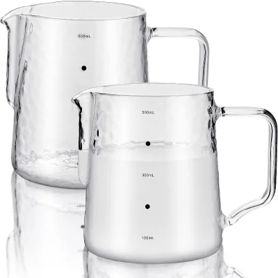 Coffee Milk Frothing Pitcher Glass Measuring Cups Mixing Glass Mug with Handle Liquid Latte Art Measuring Cup