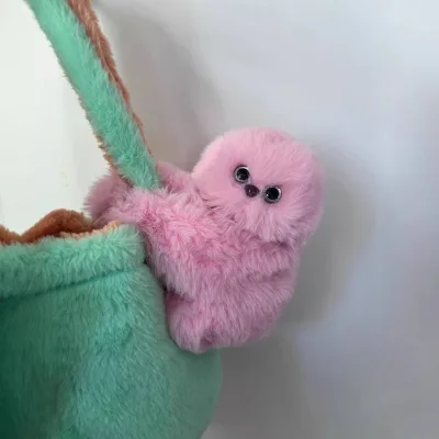 Cute Soft Furry Electric Owl Stuffed Plush Toy Handbag Hanging Decor Pendant Multi Color Animal Keyring Gift
