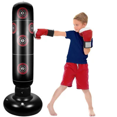 Thickened Inflatable Fitness Column for Adults Kids PVC Material with Sand for Vertical Boxing Sandbag Training Water Filling
