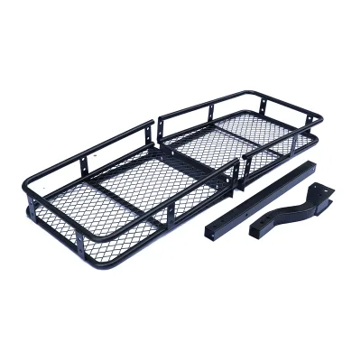 Iron Mount Cargo Carrier, Small Size Steel Truck Bed Storage Basket with Net, Heavy Duty Rear Luggage Rack for Pickup SUV ATV
