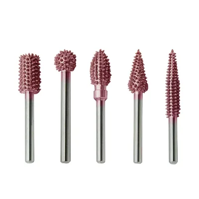5pcs Durable Red Electric High Speed Tungsten Carbide Wood Carving Burr Typhoon Nail Drill Bit