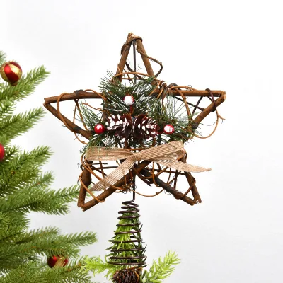 Wooden Pentagonal Star Christmas Tree Top Commercial and Home Arrangement Christmas Decorations for the Holiday Season