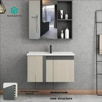 Thickened Honeycomb Space Aluminum Wall-mounted Mirrored Bathroom Cabinet Set Integrated Basin Washstand Modern Minimalist