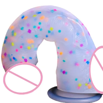Transparent Liquid Silicone Female Masturbation Crystal Transparent Phallus Simulation Realistic Jelly Soft Dildo for Women