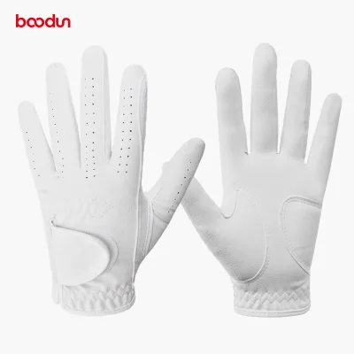 Custom Sports Gloves Golf Glove Cabretta and Pu Leather White Man Woman Full Finger Hook Loop Left Golf Gloves