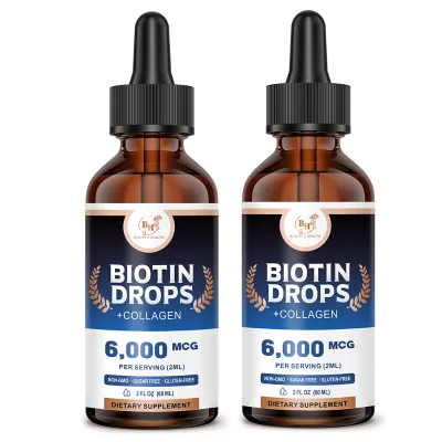 Wholesale OEM Hair Growth Biotin Collagen Drop for GMp Certified Gluten-free Private Labels Biotin Collagen Liquid Drops