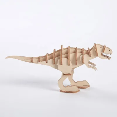 Hot Sales Home Decoration 3D Wooden Puzzle DIY Dinosaur Toys Eco-friendly Custom 3D Wooden Puzzle
