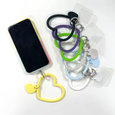 Hot Universal Heart Shape Phone Bracelet Silicone Mobile Phone Case Wrist Strap Short Hand Strap