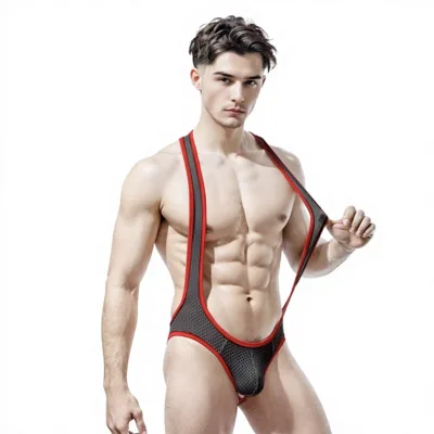 Sexy Erotic Thin Eco-Friendly Shapewear Bodysuit Elastic Breathable Mesh Hollow Backless Fitted Adult Lingerie Bulk ODM for Men