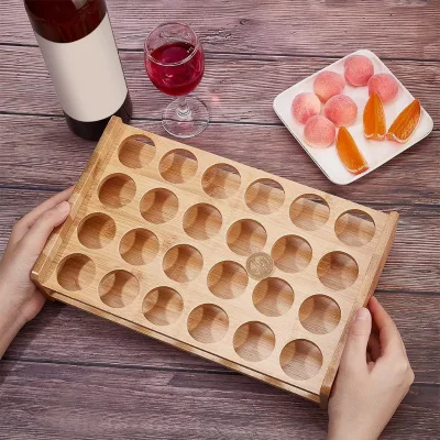 Good Price Low MOQ 50pcs Wood Bamboo Shot Glass Holder Serving Tray Organizer Display Rust Resistant for Party Bar Club-1.53