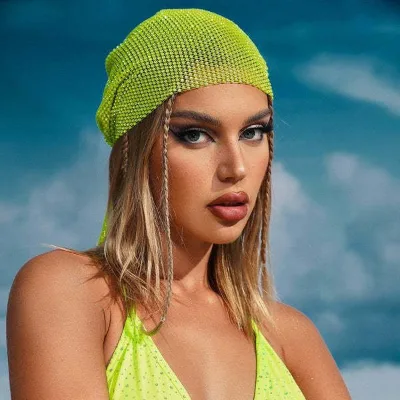 King Mcgreen Women's Casual Fishnet Head Hair Band Crystal Rhinestone Star-Shaped Accessory Chic Hats & Caps