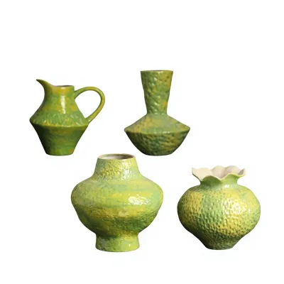 Jingdezhen High-End French-Style Vintage Hand-Painted Bisque-Fired Ceramic Vase Living Room Entryway Coffee Table Decor